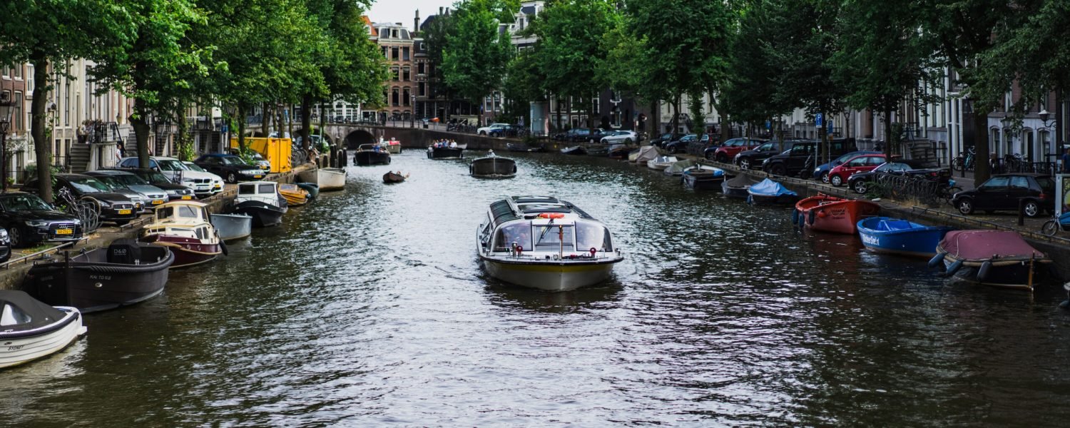Amsterdam canals, boats walk on water