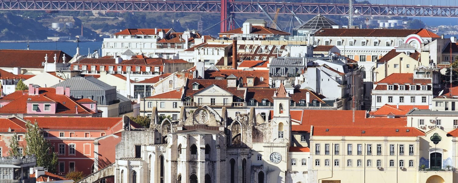 view of Lisbon and the river Tagus, Portugal